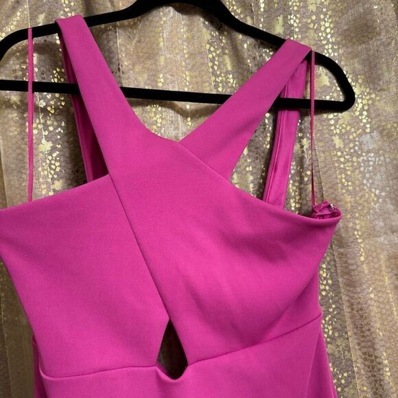 Express Magenta Fuchsia High Neck Midi Bodycon Dress Size 12 - Picture 3 of 8